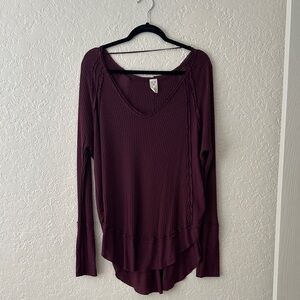 Free People Deep Purple Long Sleeve Top